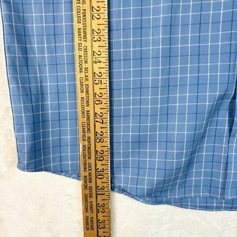 L.L.‎ Bean Button Down Shirt Mens L-Tall Blue Excellent Wrinkle Resistant Grid